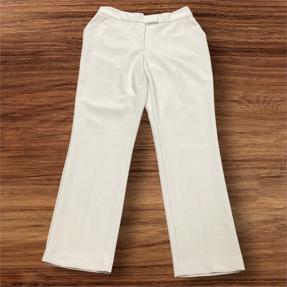 Investments Womens Ivory Straight Leg Dress Pants Size 8R Career Trousers